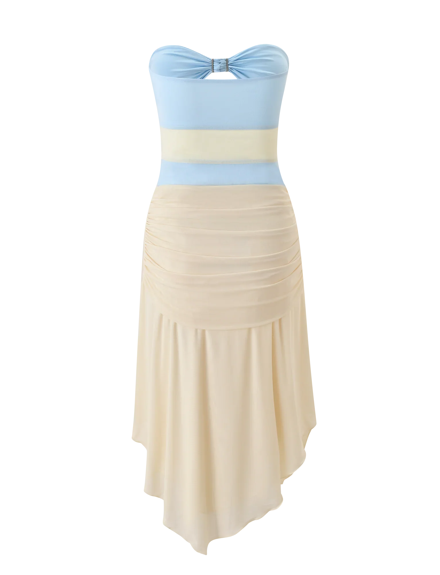 TWYLA MIDI DRESS - CREAM AND BLUE