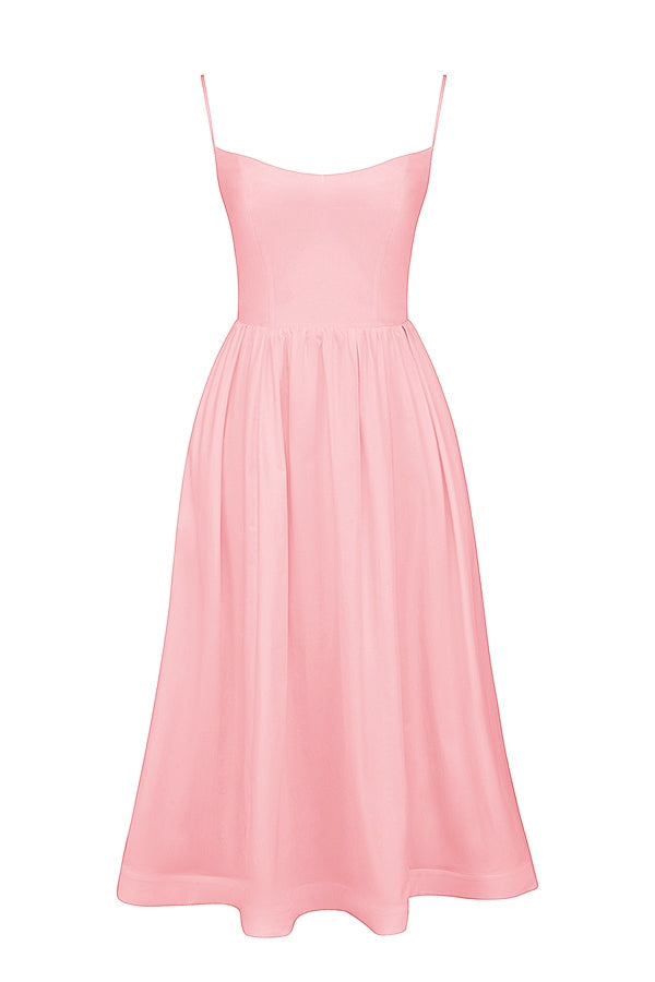rose pink cotton corset sundress