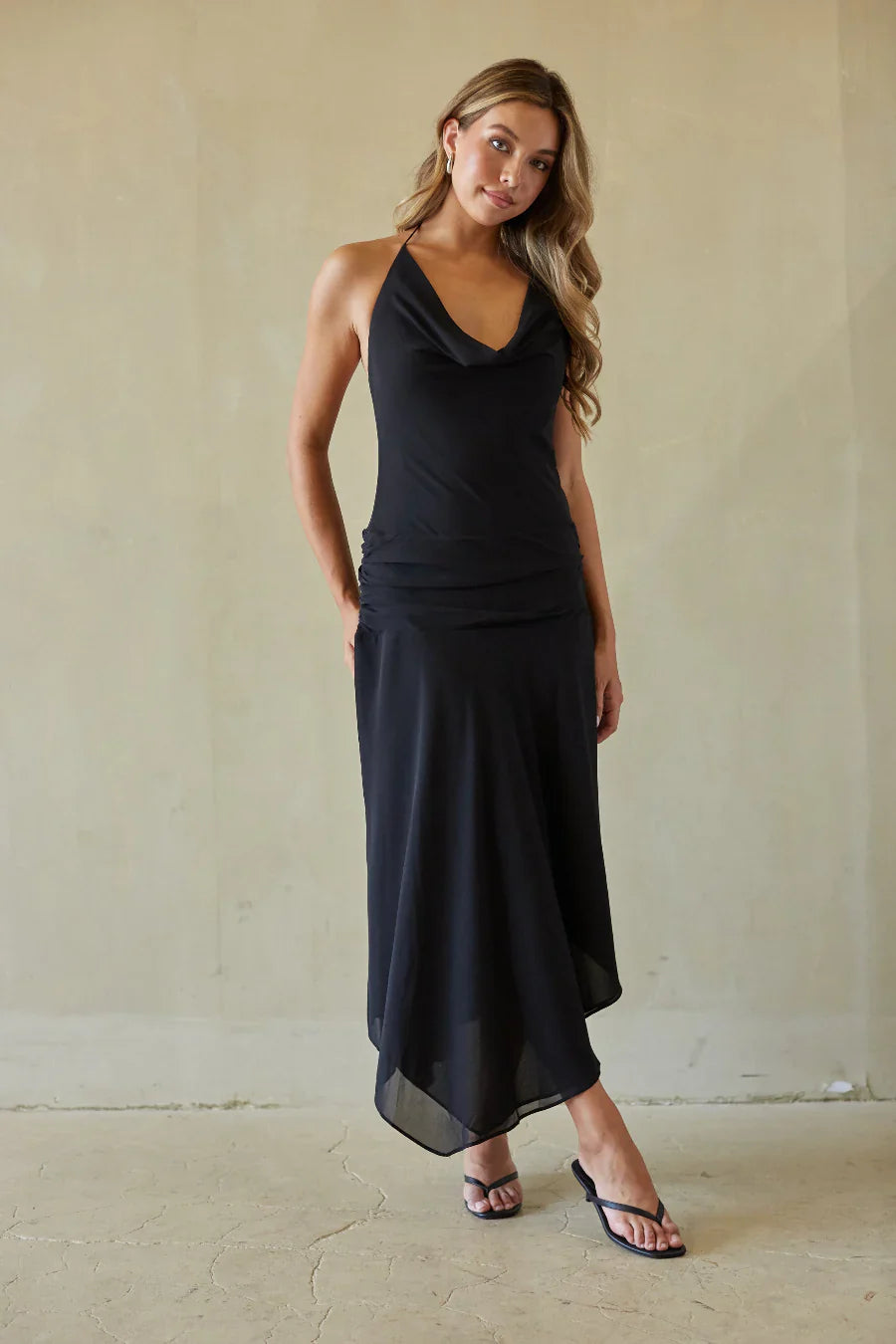 Cora Chiffon Halter Midi Dress