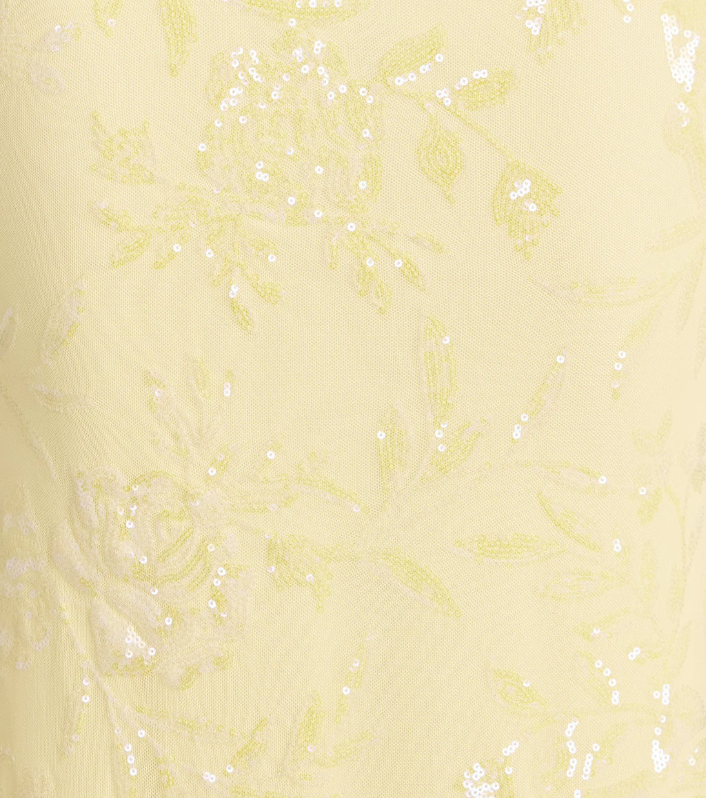 Aila Floral Sequin Mesh Mermaid Dress