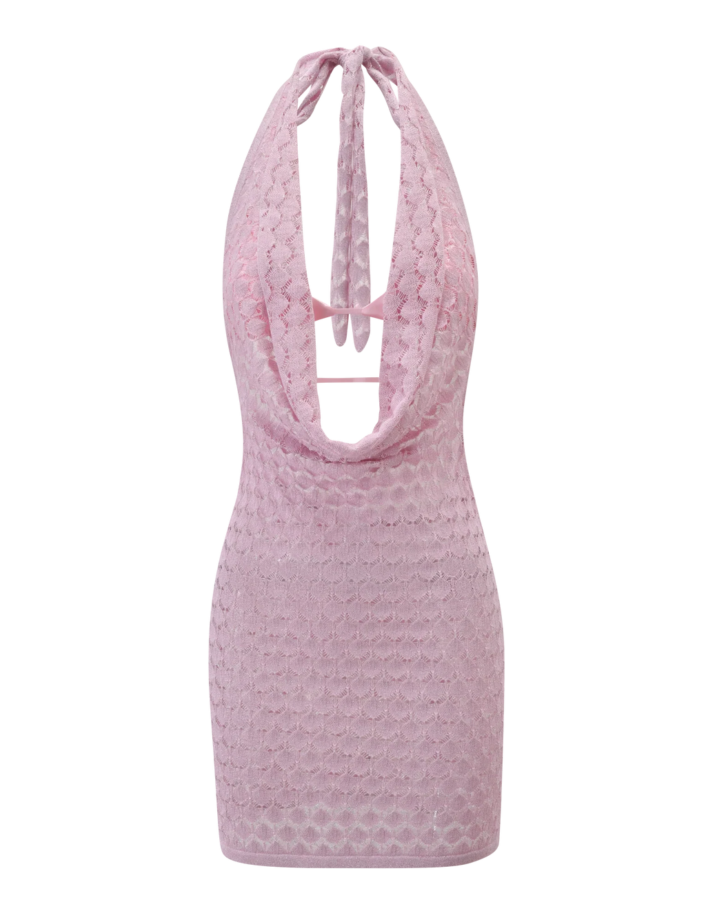 MAKENZIE CROCHET MINI DRESS - SHIMMER PINK