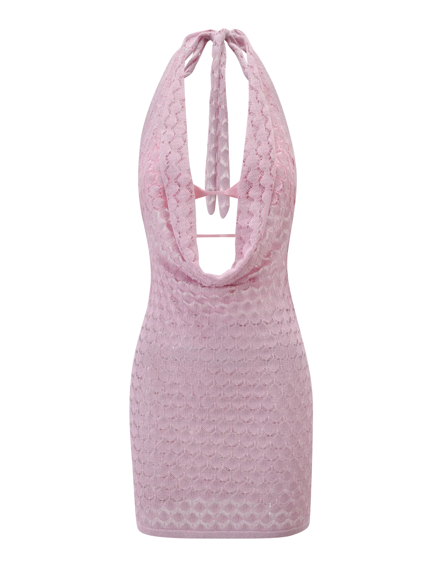MAKENZIE CROCHET MINI DRESS - SHIMMER PINK