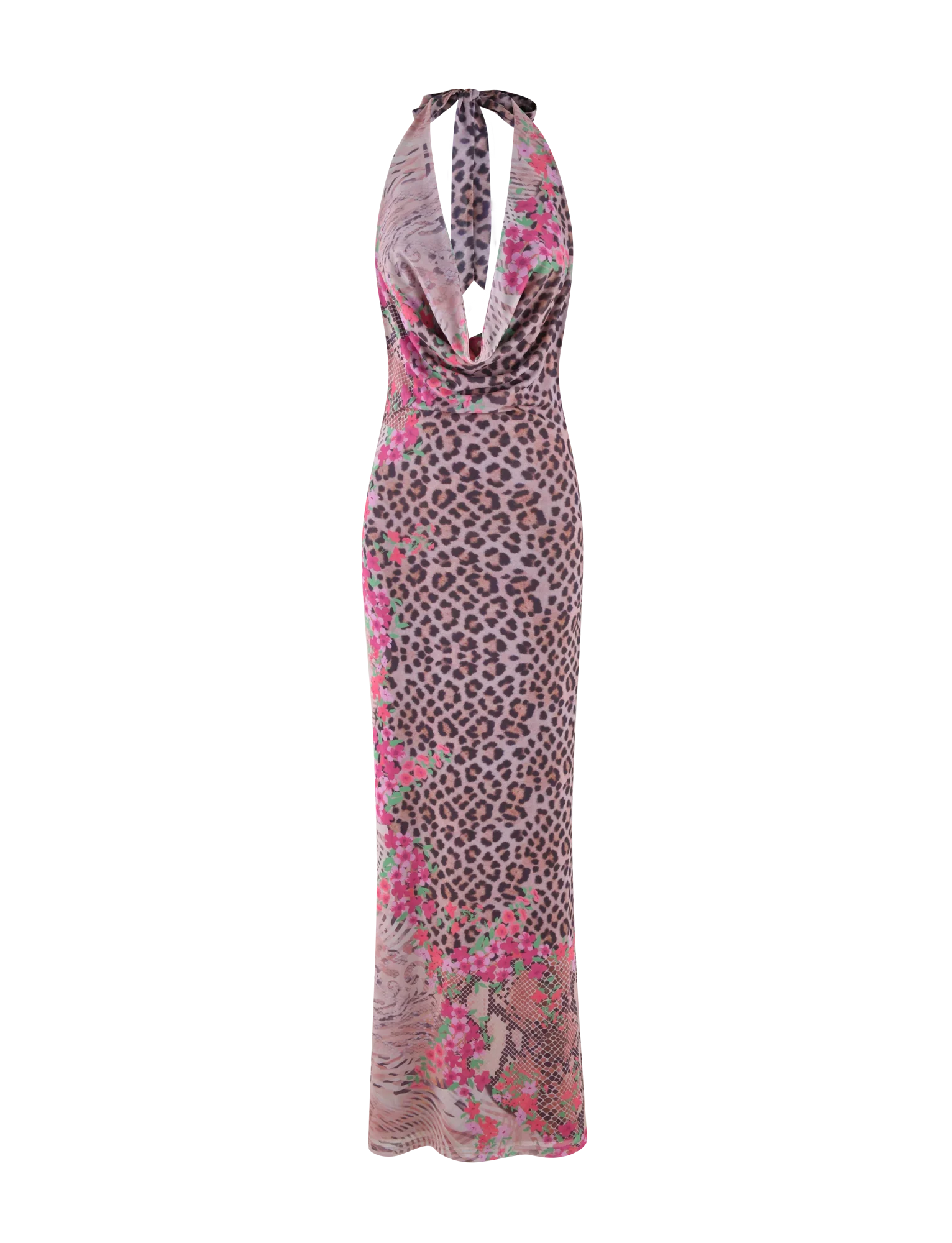 CATALINA MAXI DRESS - NEUTRAL : ANIMAL : ANIMAL FLORAL BORDER