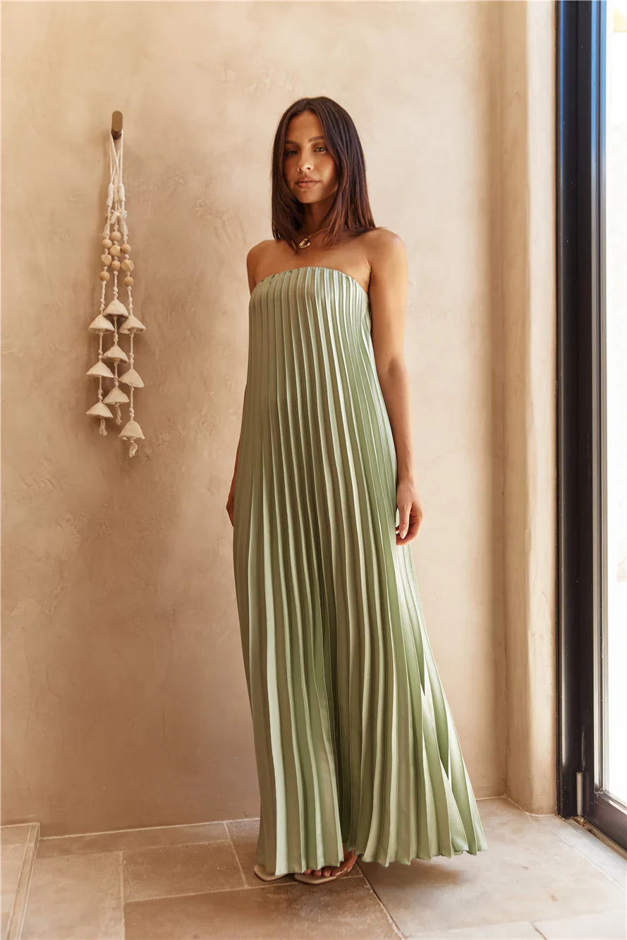 Gentle Journey Strapless Maxi Dress Sage