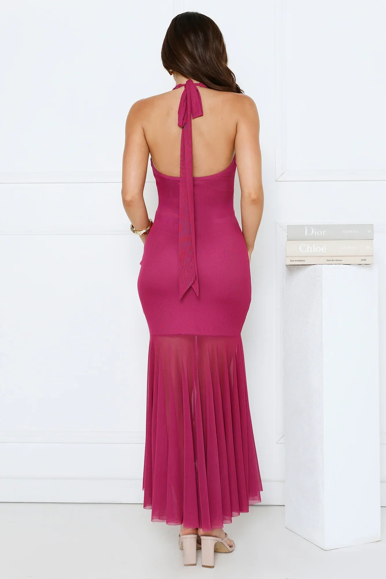 Twilight Luxe Escape Halter Maxi Dress Plum