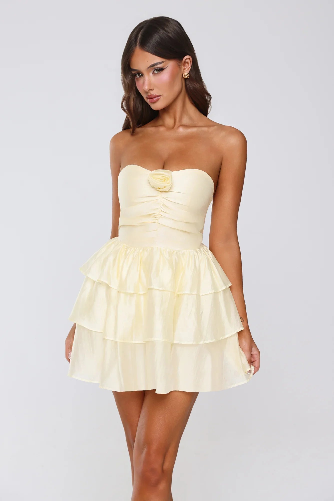 Sunshine Approved Strapless Mini Dress Yellow