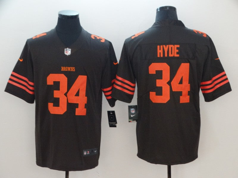 Men's Cleveland Browns Carlos Hyde Brown Game Player Jersey1