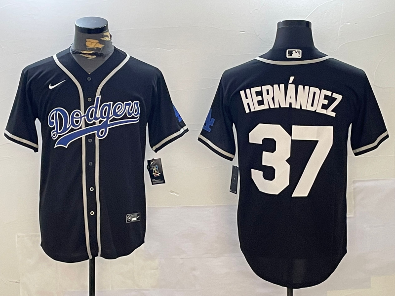 Men's Los Angeles Dodgers Teoscar Hernandez #37 Black Player Jersey