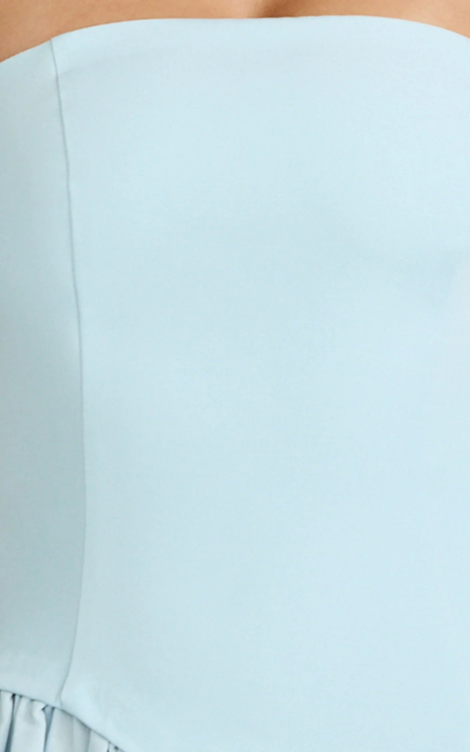 Calla Mini Dress - Strapless Gathered Asymmetric Dropped Waist Dress in Light Blue
