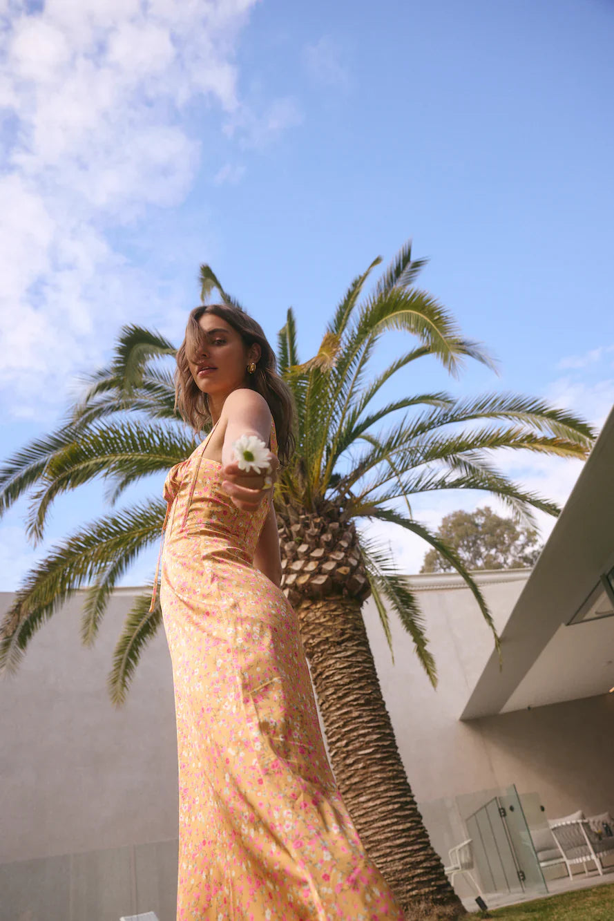 Florence Satin Maxi Dress Orange