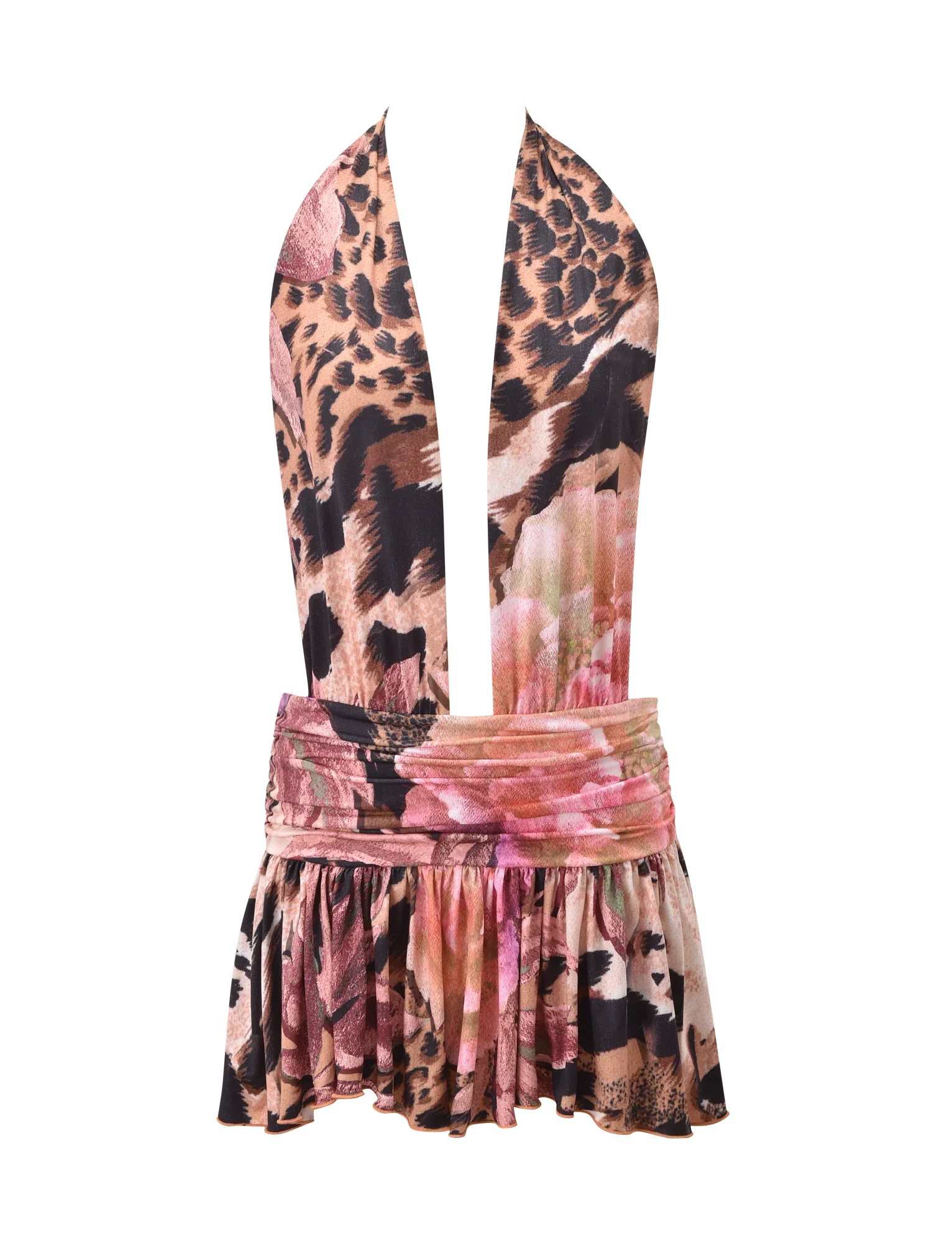 INDI HALTER SCARF DRESS - ANIMALIER FLORAL