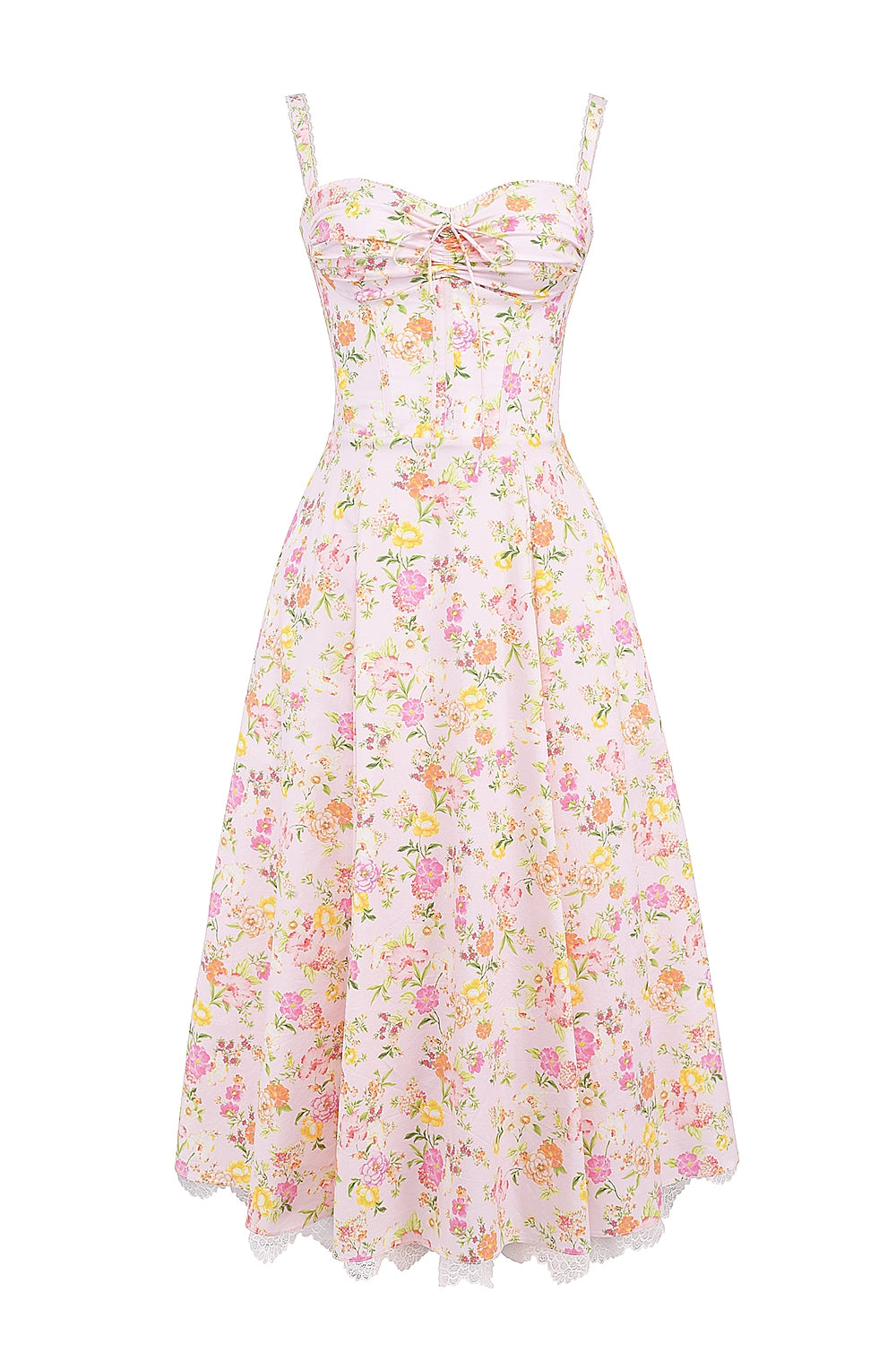 pink meadow print cotton bustier sundress
