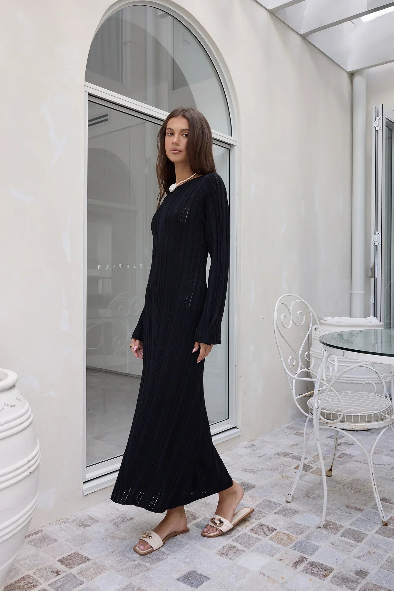Love On Holidays Long Sleeve Maxi Dress Black