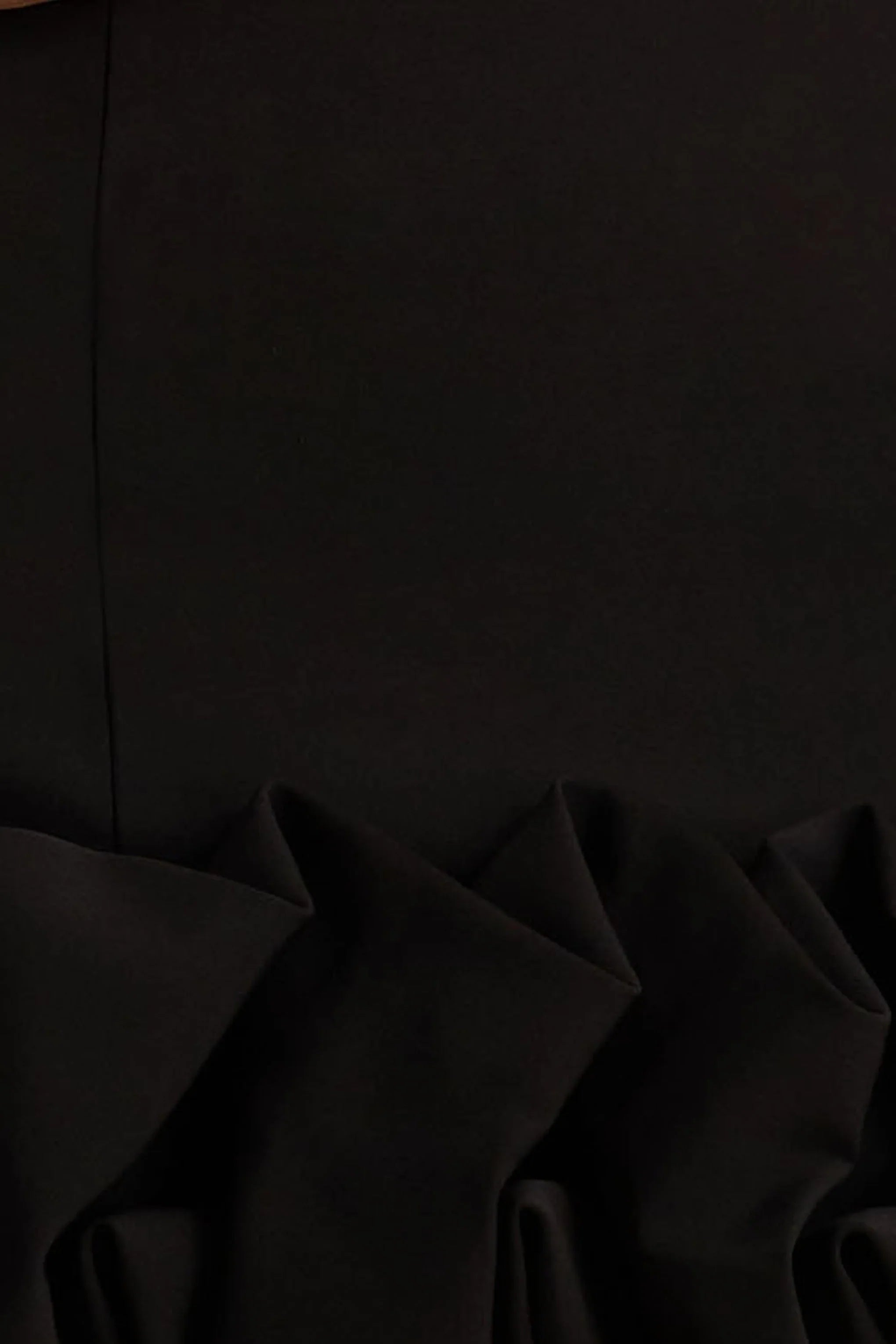 Geneve | Black Halter-Neck Mini Dress With Ruffled Trim