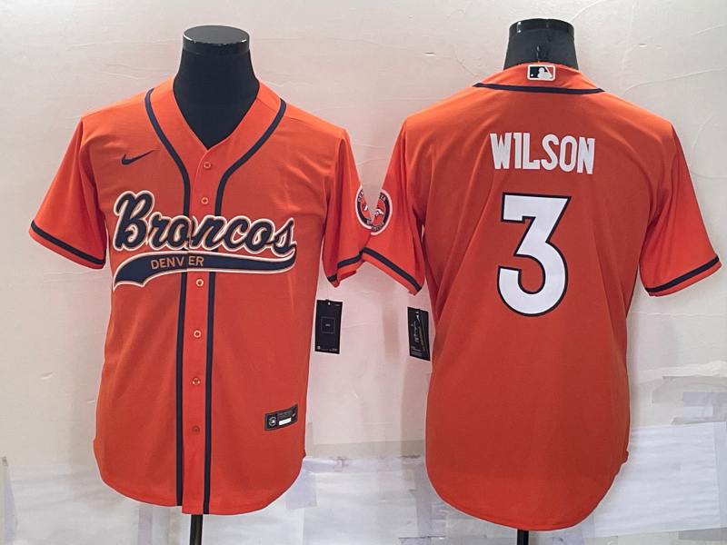 Men's Denver Broncos Russell Wilson #3 Orange Game Jersey1 Joint Edition