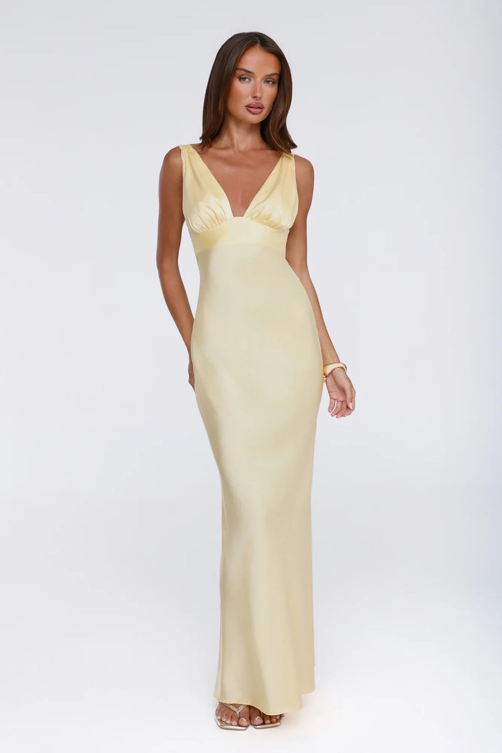 Polished Affair Satin Maxi Dress Butter