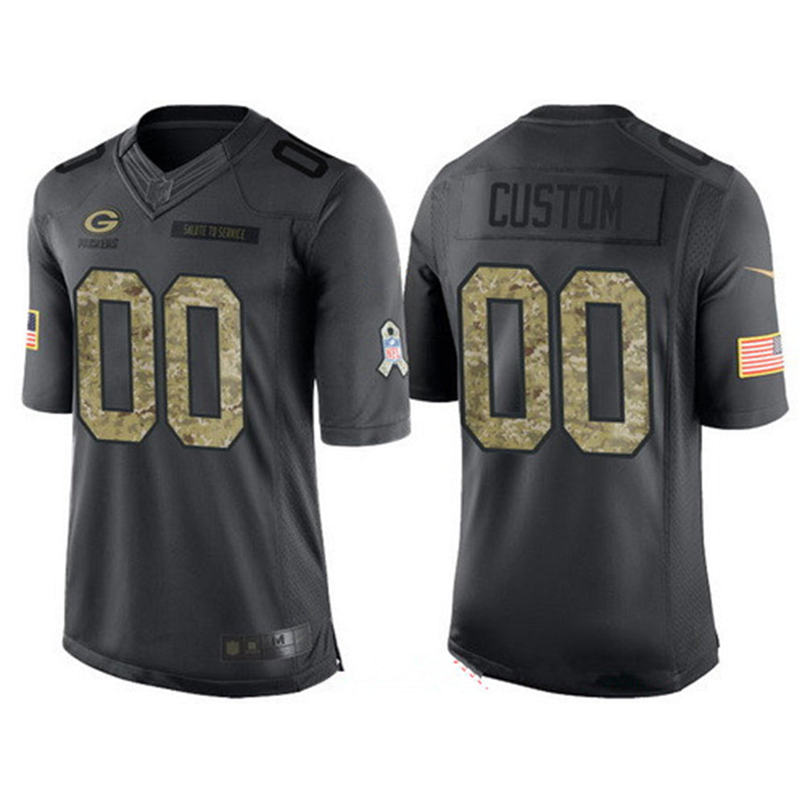 Custom1 Green Bay Packers Anthracite Camo 2016 Salute To Service Veterans Day Limited Jersey1 Stitched American Football Jerseys