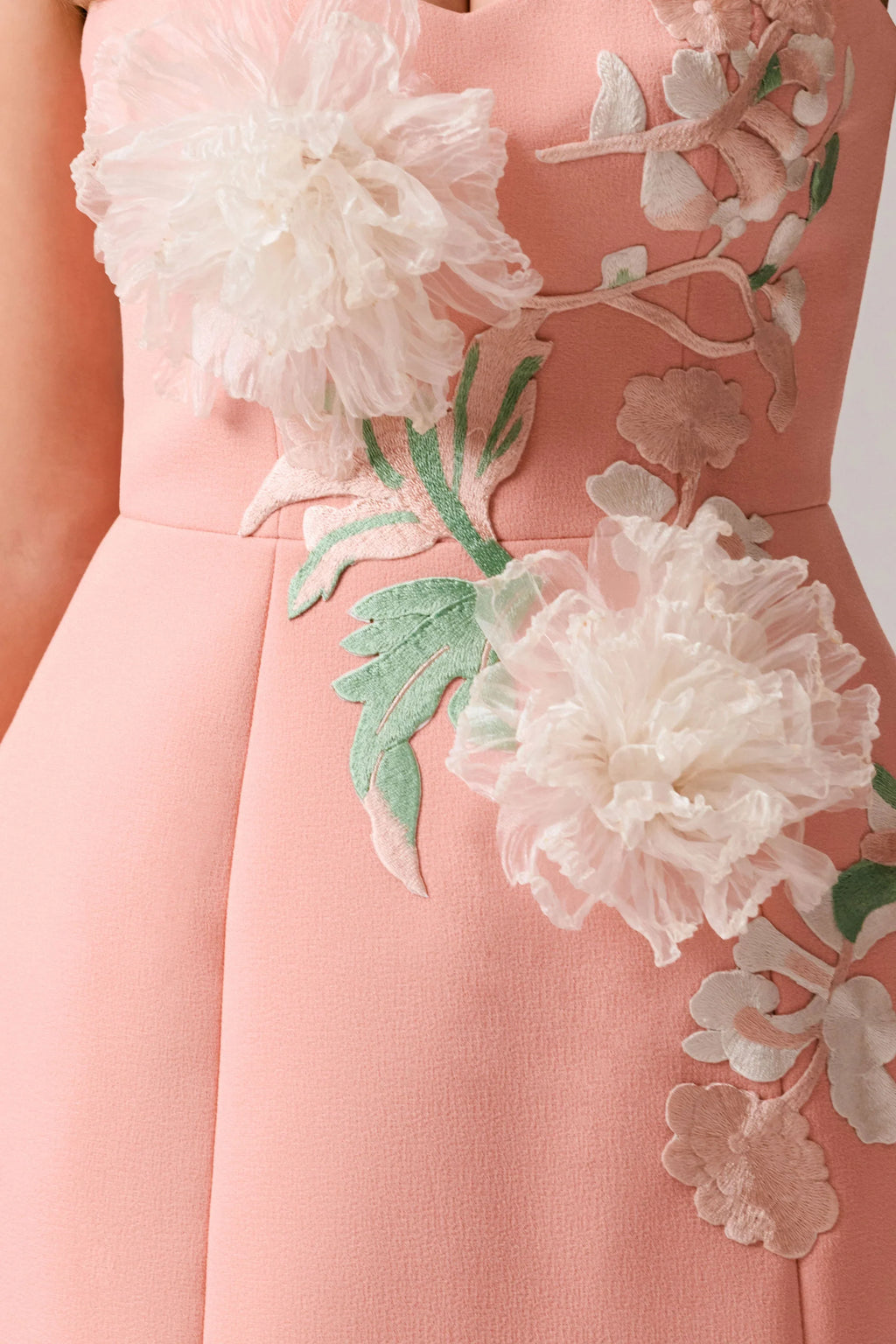 Lulu | Coral Sweetheart Embroidered Mini Dress