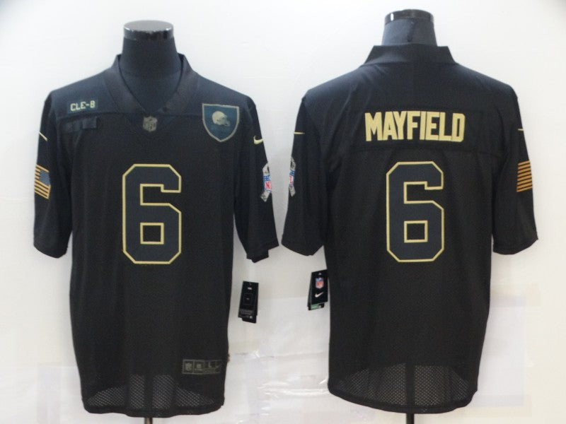 Men's Cleveland Browns Baker Mayfield #6 Black Game Player Jersey1