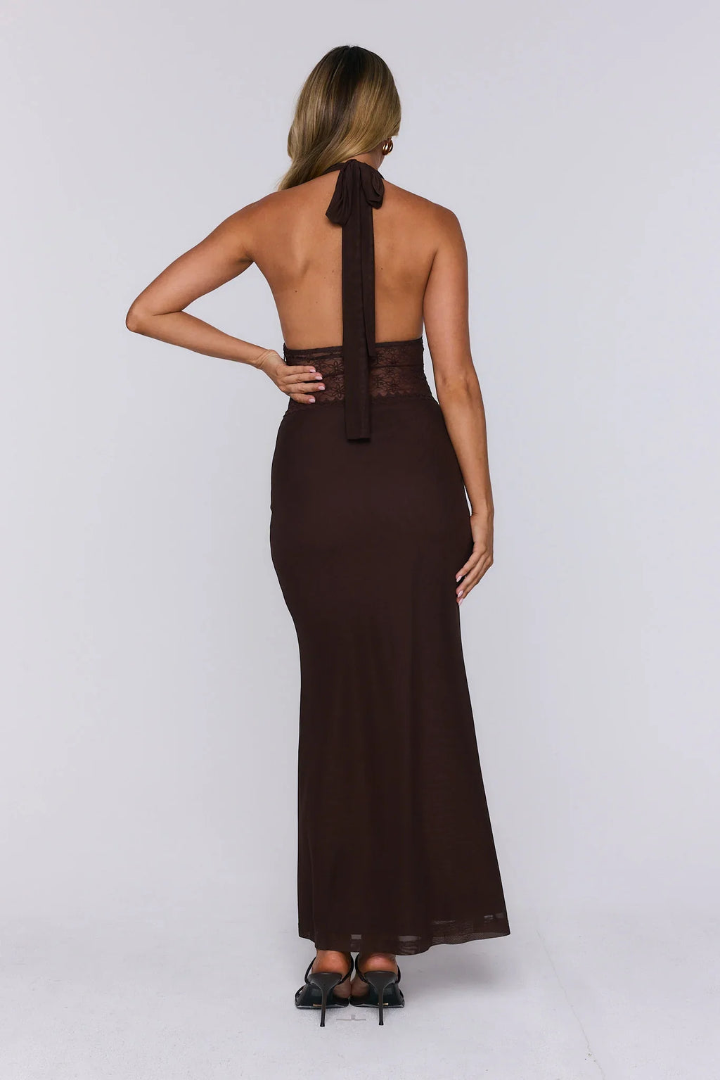 Just A Crush Halter Maxi Dress Brown