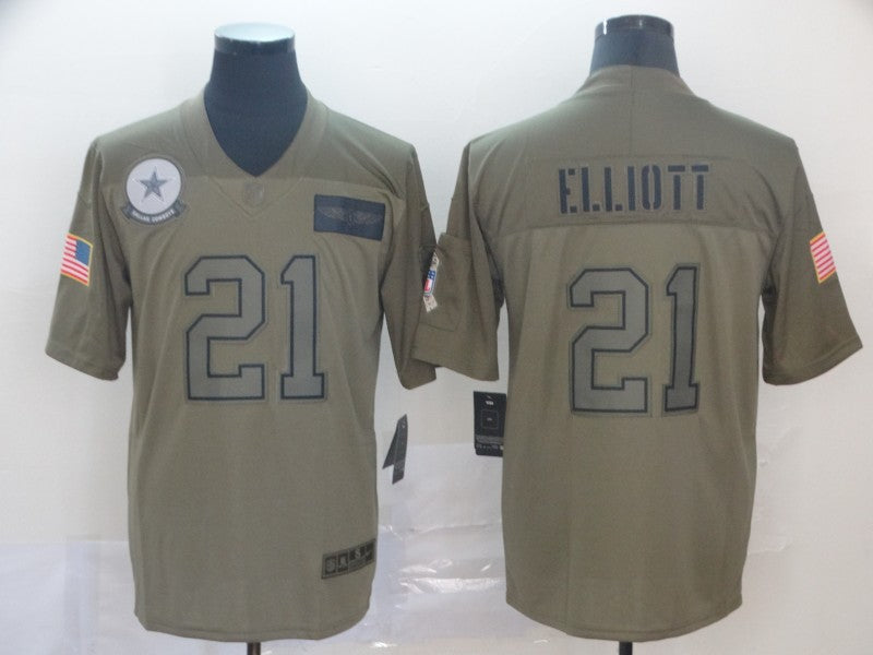 Men's Dallas Cowboys Ezekiel Elliott #21 Brown Game Jersey1