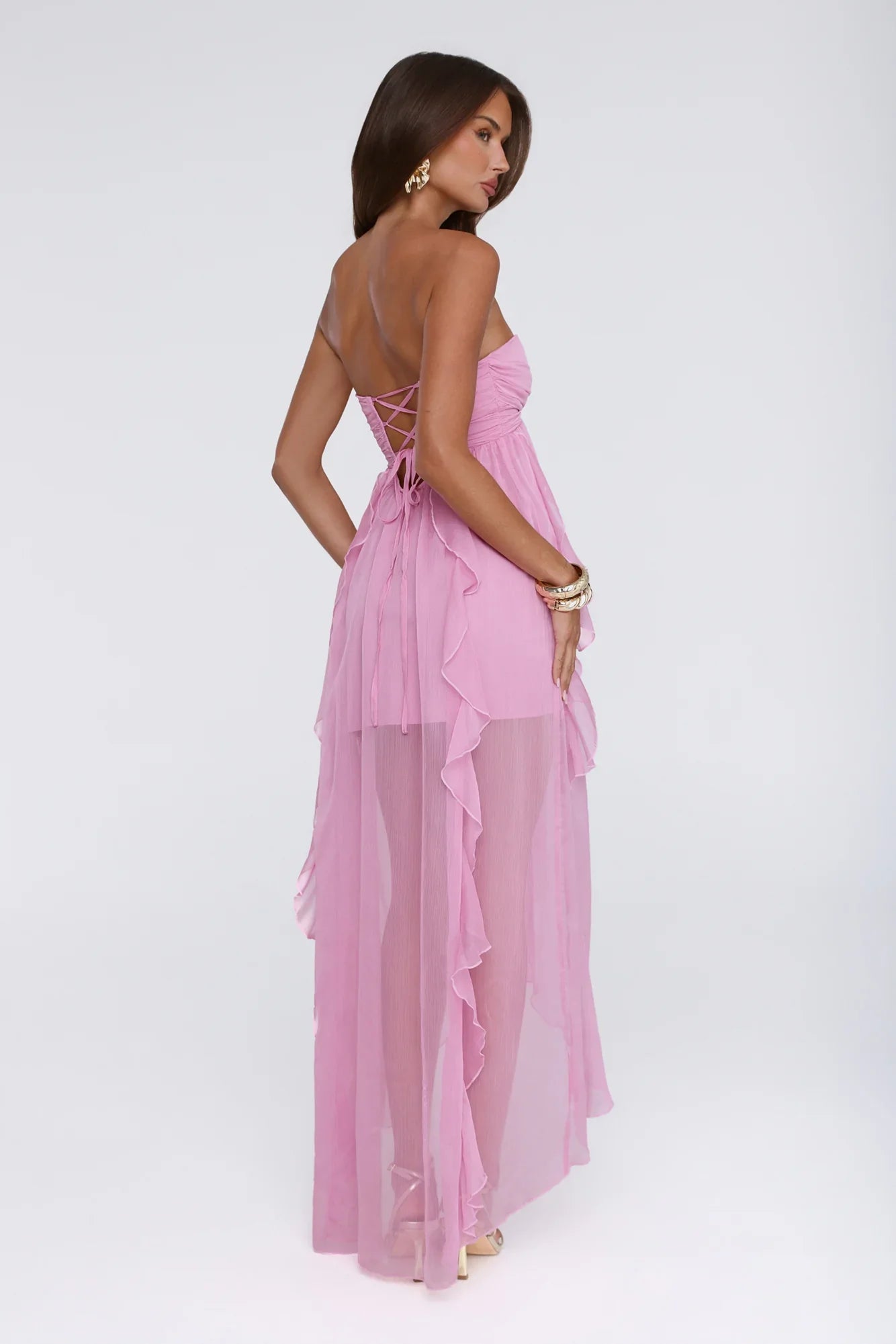The Attention Rule Strapless Maxi Dress Pink