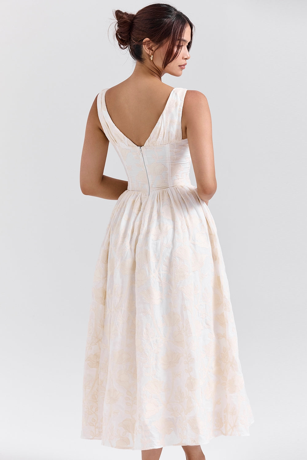 vintage ivory floral embroidered corset sundress