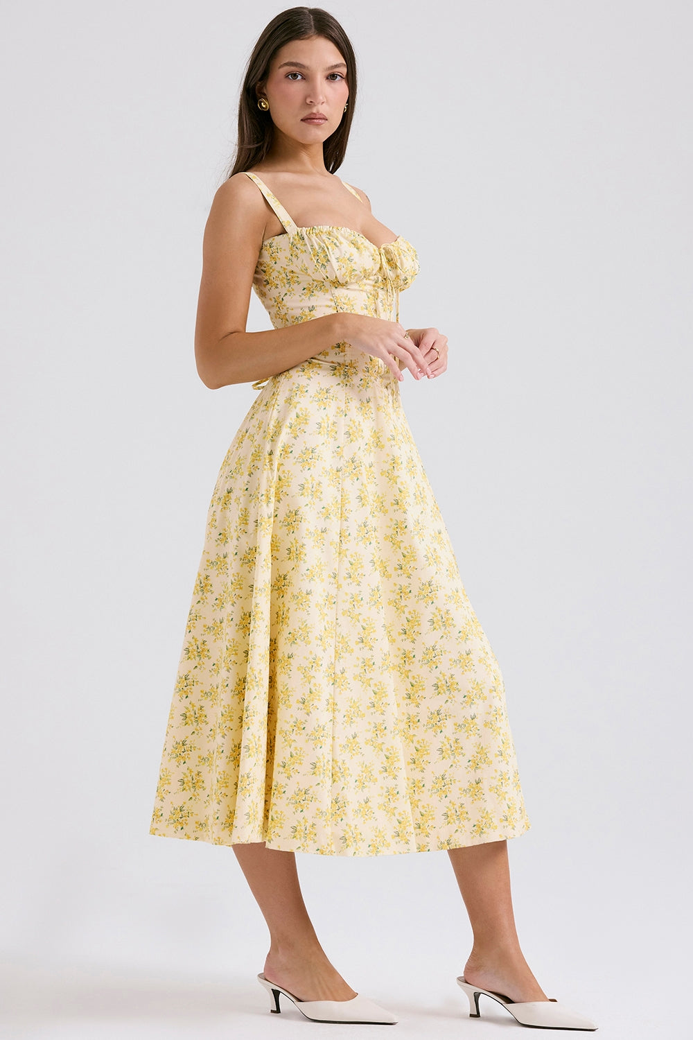buttercup vintage floral print cotton bustier sundress