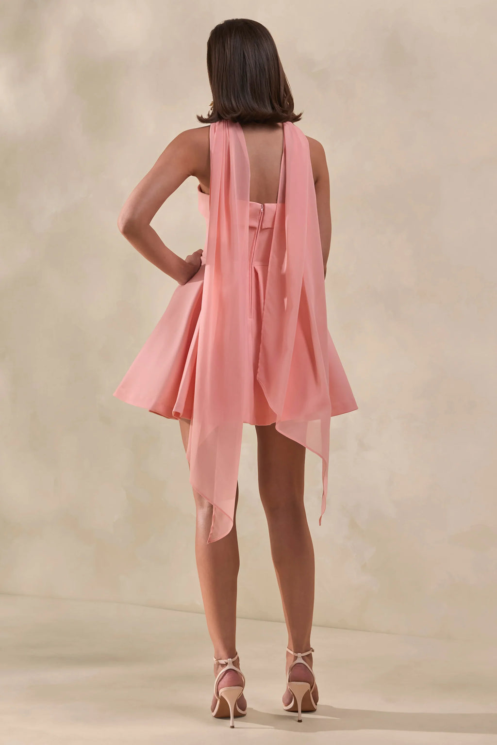 Bruna | Light Pink Bandeau Skater Mini Dress