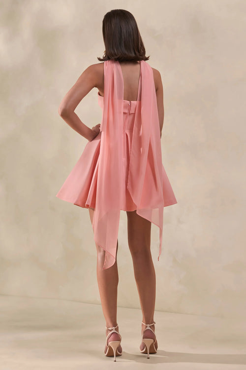 Bruna | Light Pink Bandeau Skater Mini Dress
