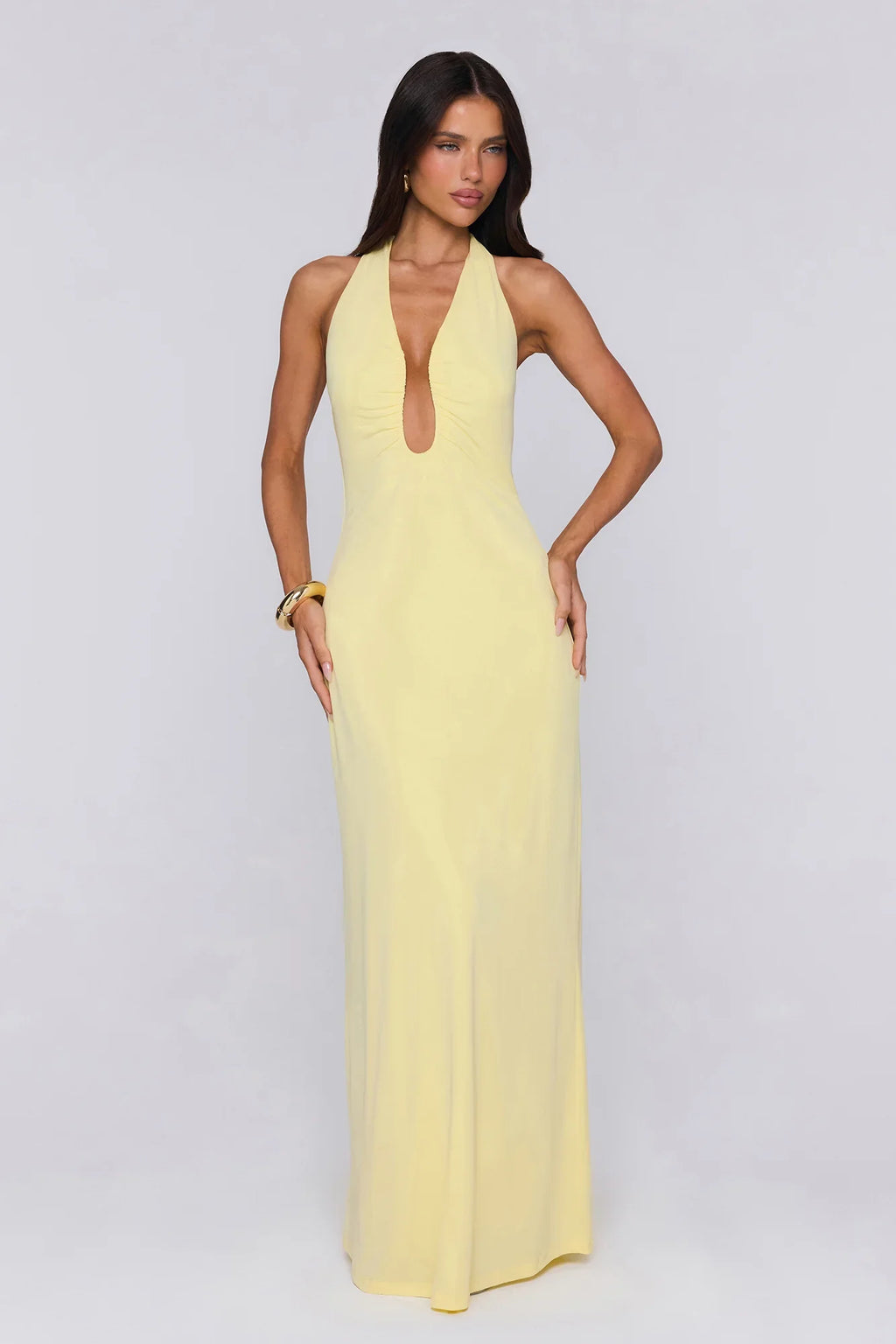 Style Protocol Halter Maxi Dress Yellow