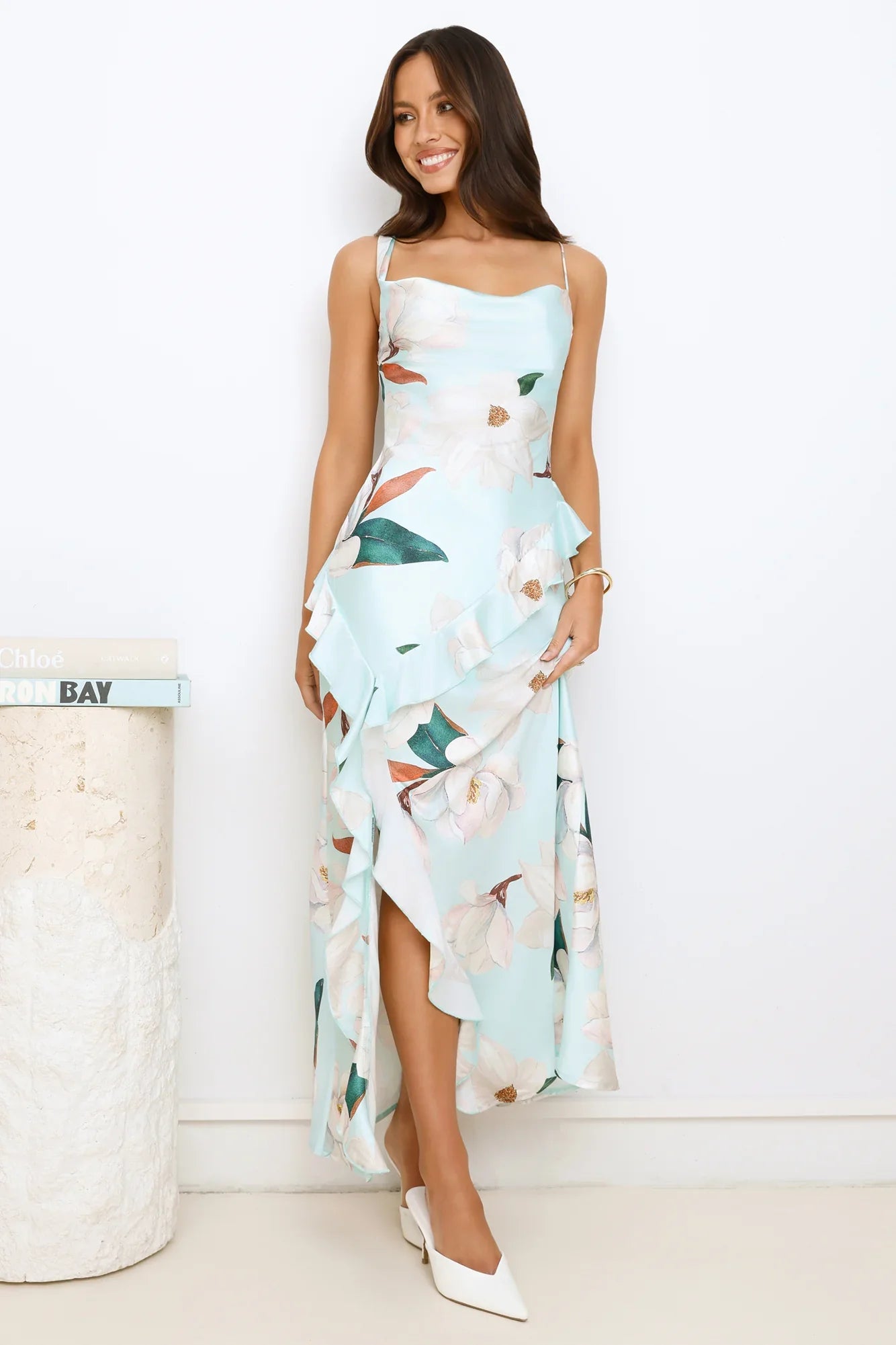 Satin Jasmine Maxi Dress Blue