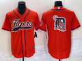 Men's Detroit Tigers Orange Replica Jersey1 Joint Edition