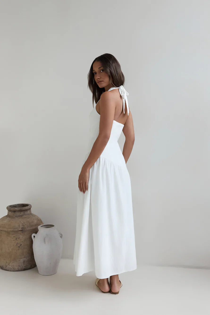 Angelic Song Halter Maxi Dress White