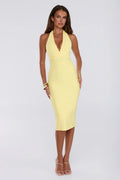 Not Your Girl Bandage Midi Dress Yellow