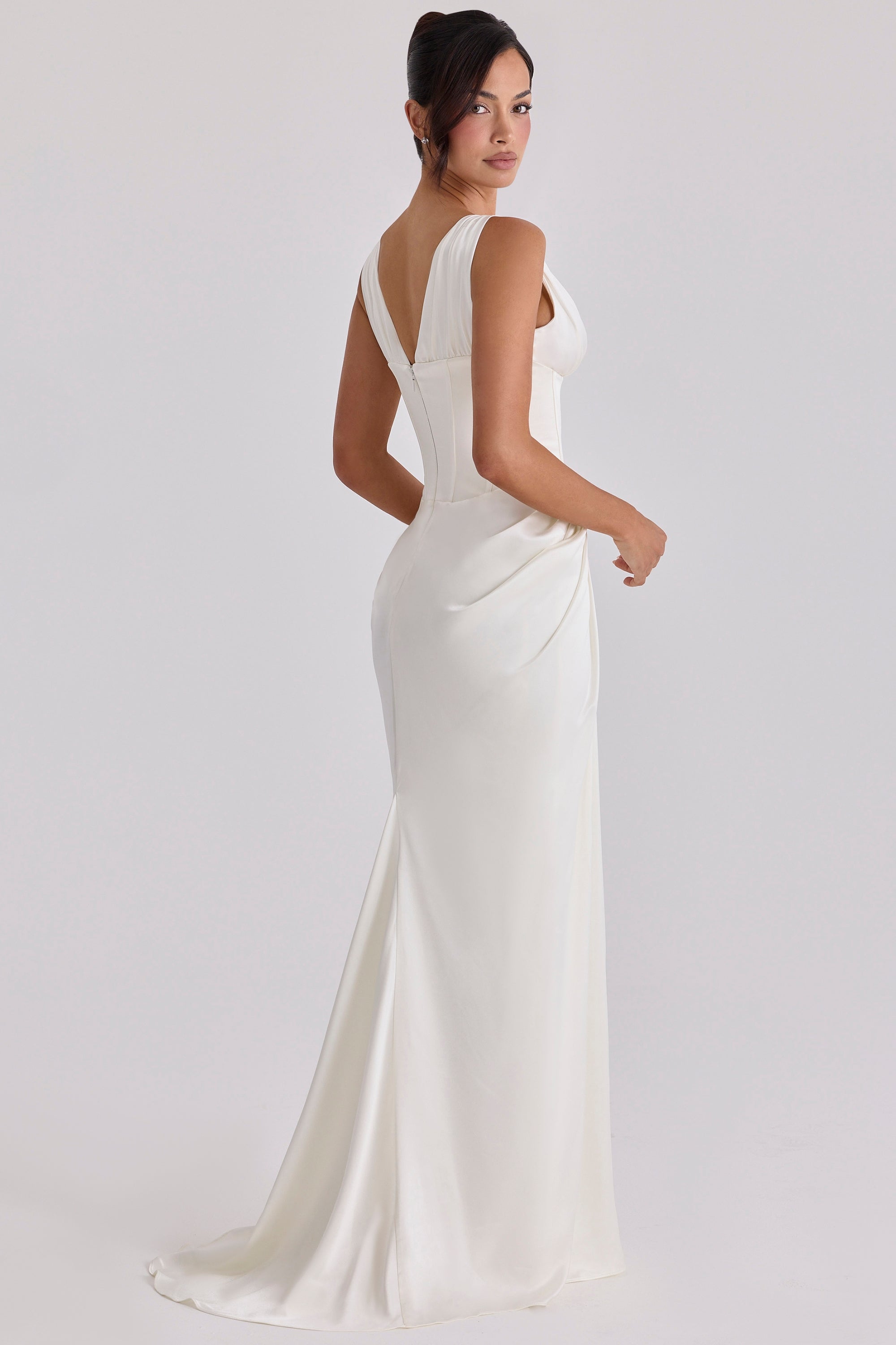 ivory satin corset bridal gown