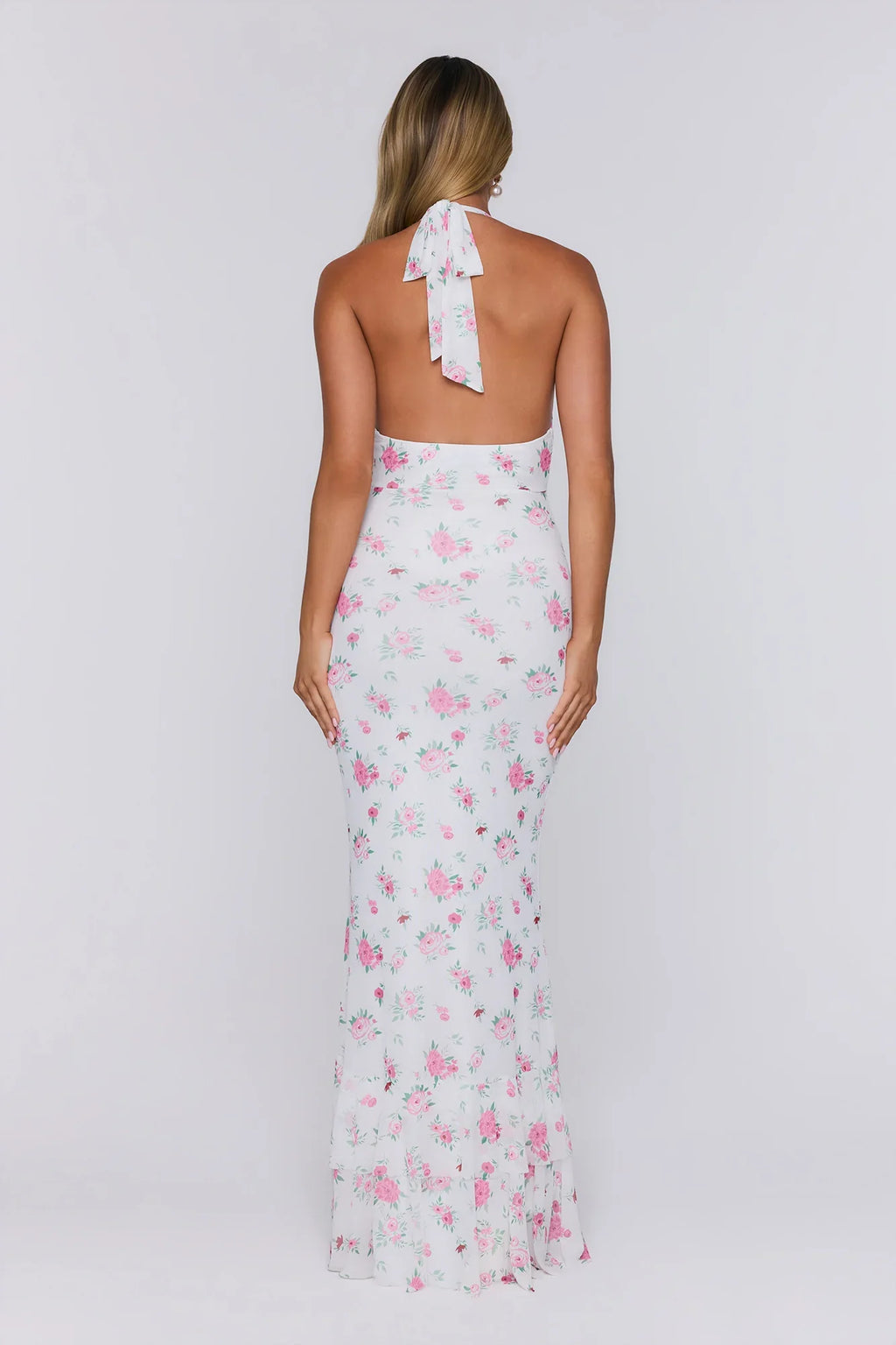 Little Luxe Halter Maxi Dress White