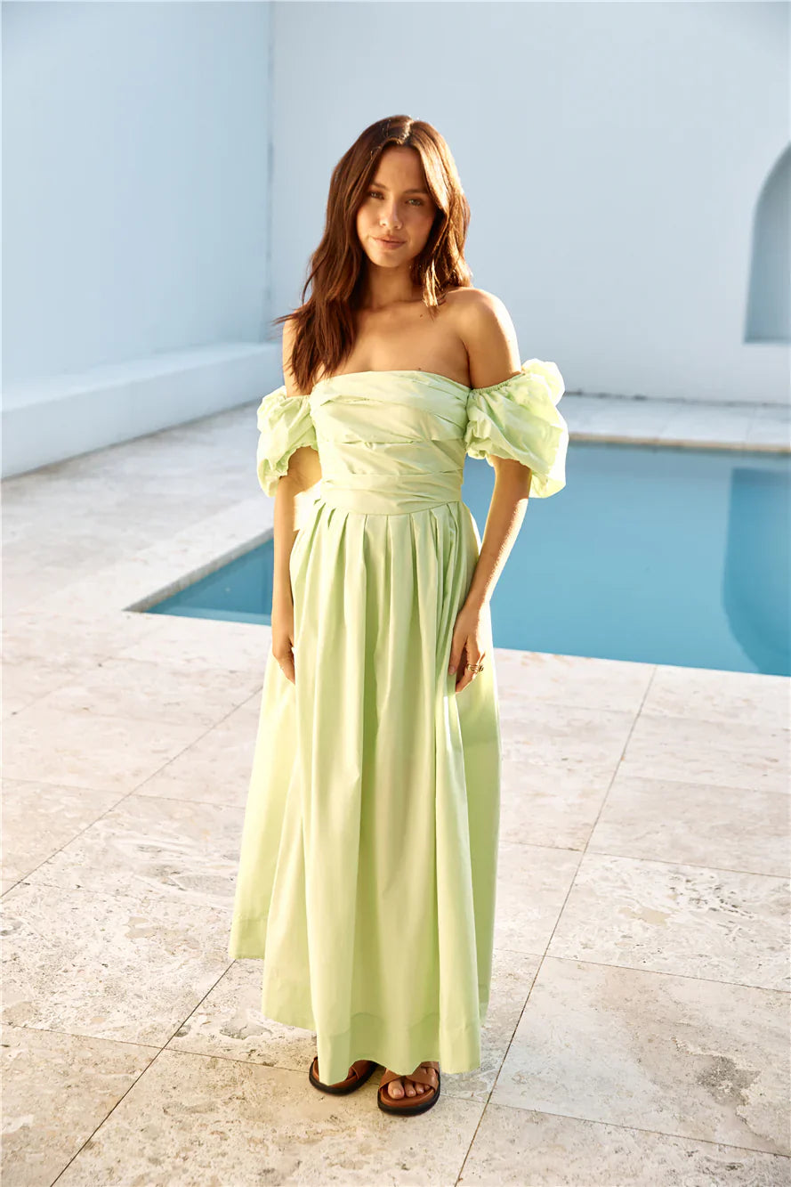 Bella Off-Shoulder Maxi Dress Green