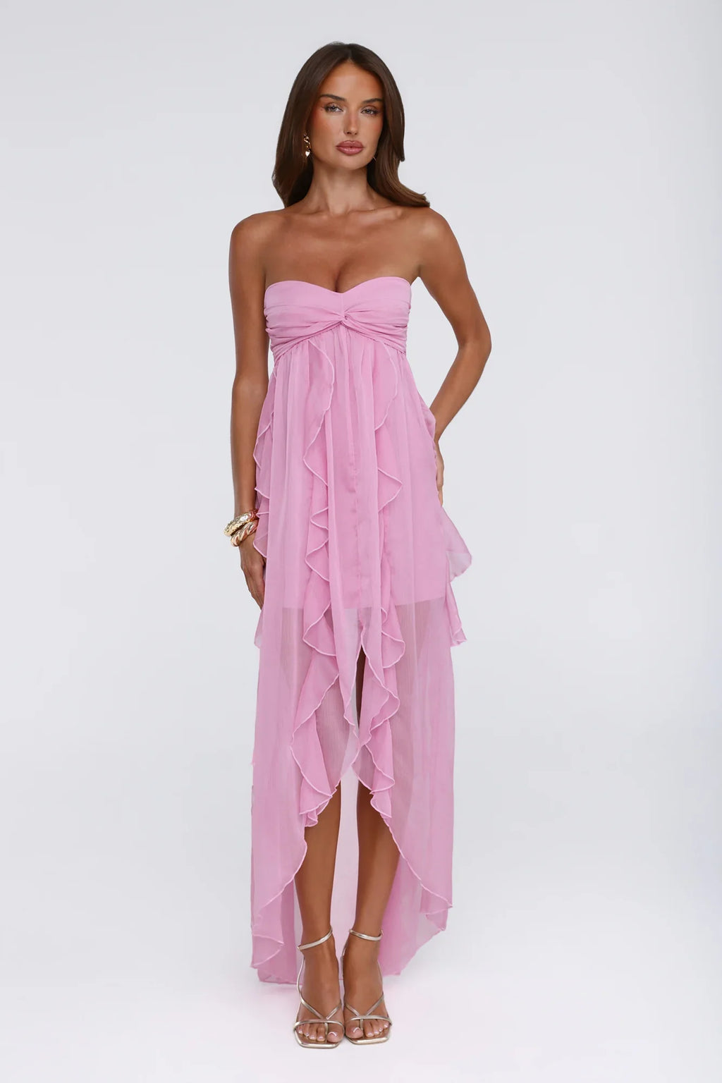 The Attention Rule Strapless Maxi Dress Pink
