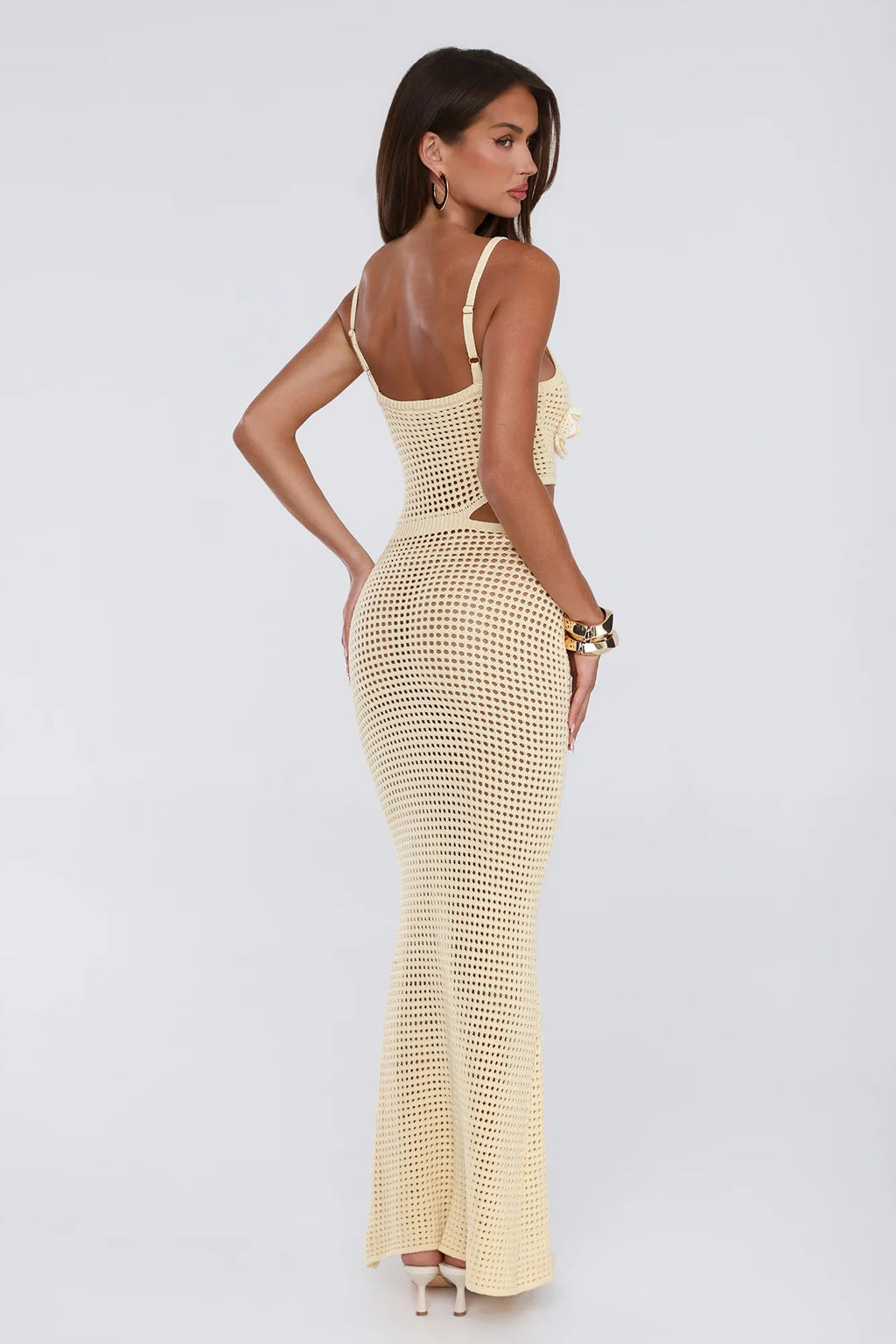 Nights On Island Knit Maxi Dress Yellow