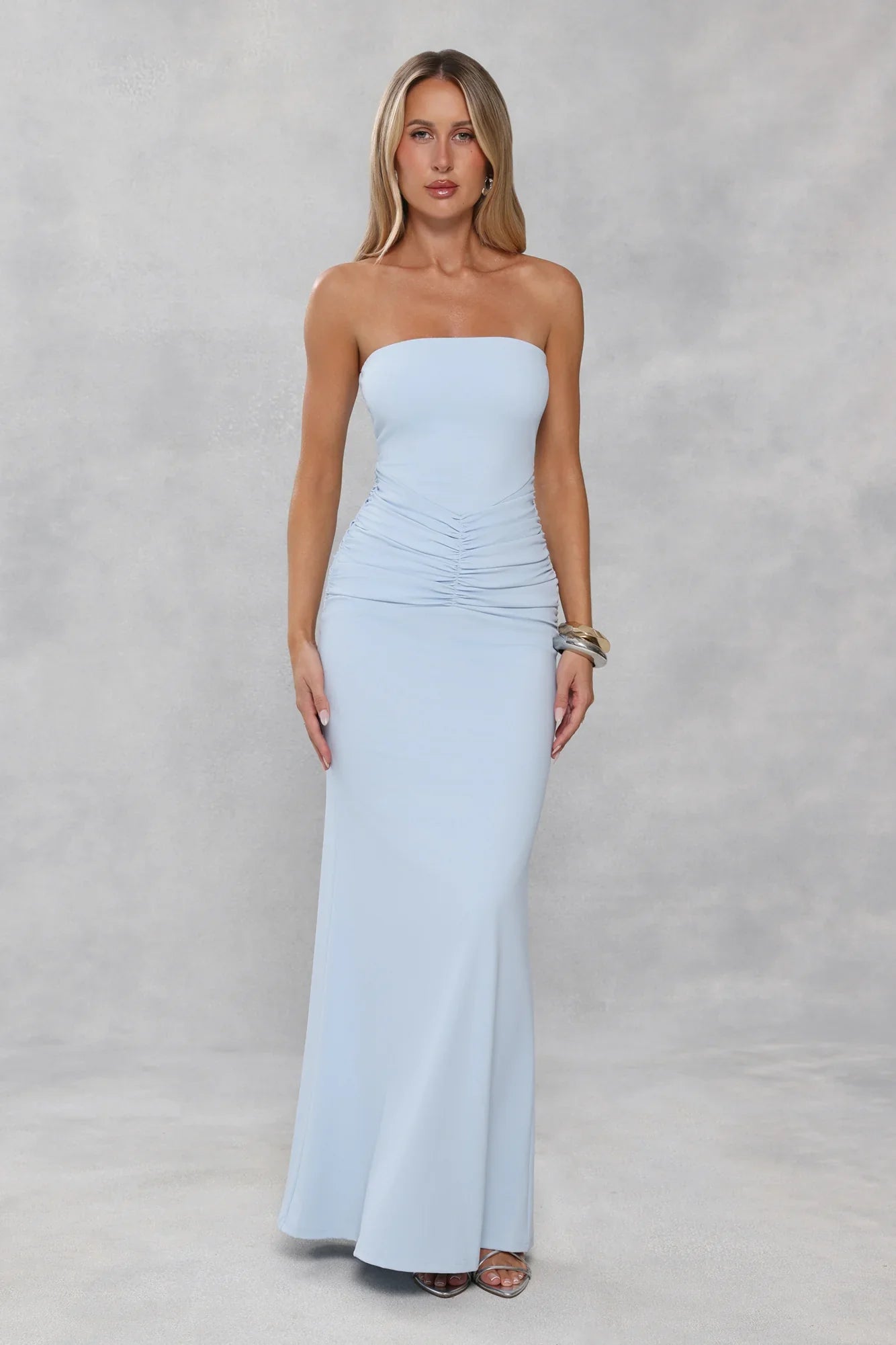 Platinum Party Strapless Maxi Dress Blue
