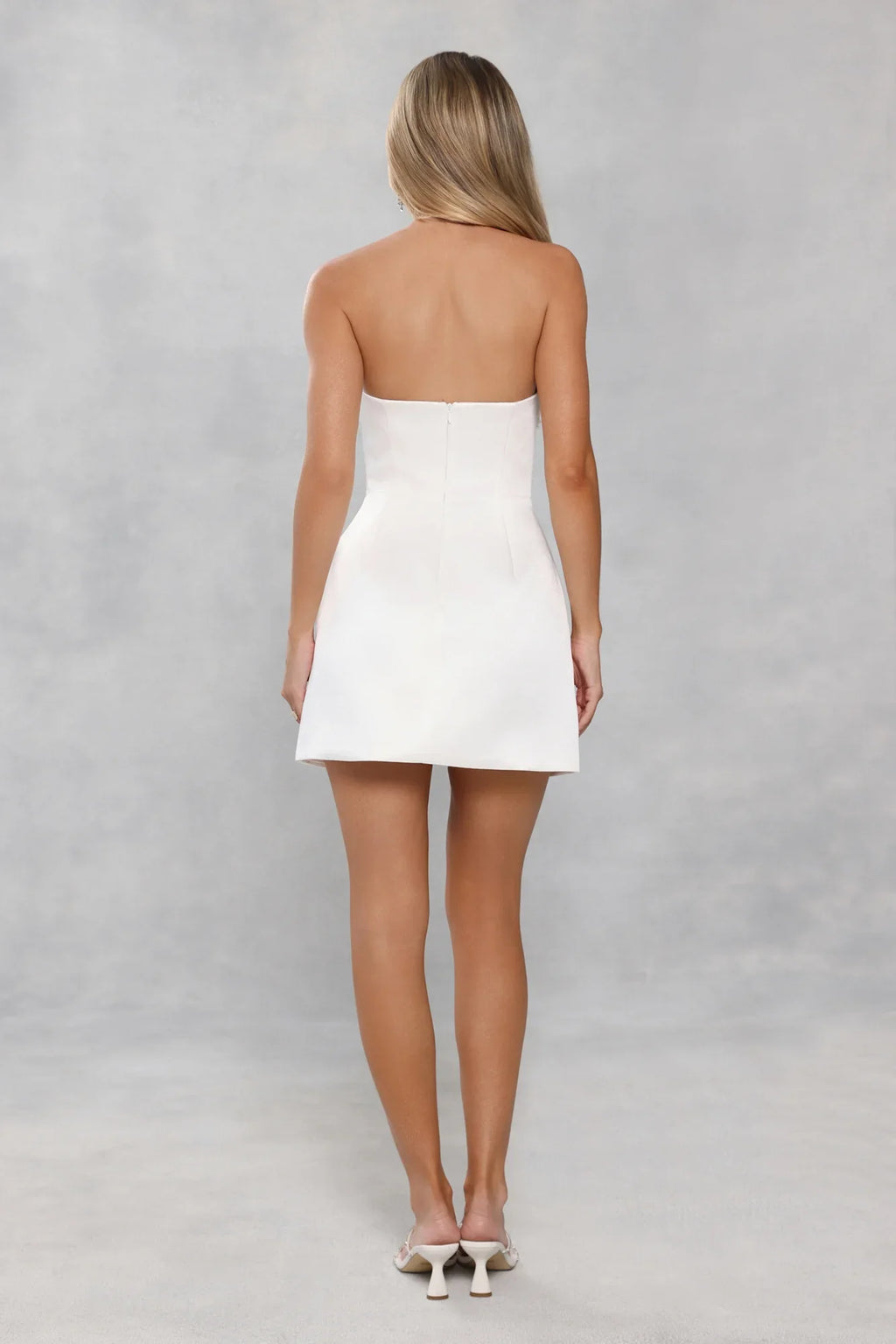 Dusk Desire Strapless Embellished Mini Dress White