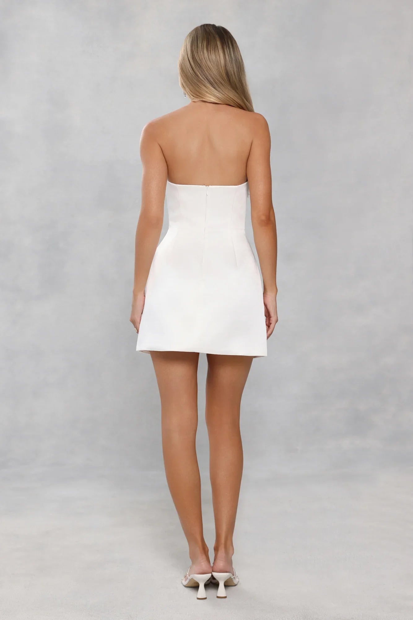 Dusk Desire Strapless Embellished Mini Dress White