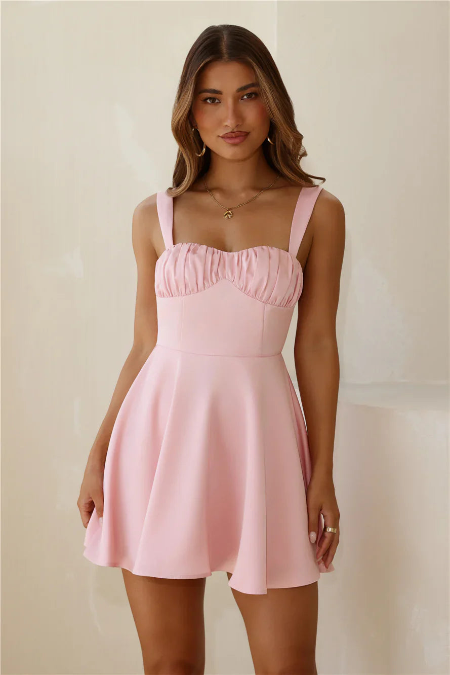 In Her Dreams Satin Mini Dress Pink