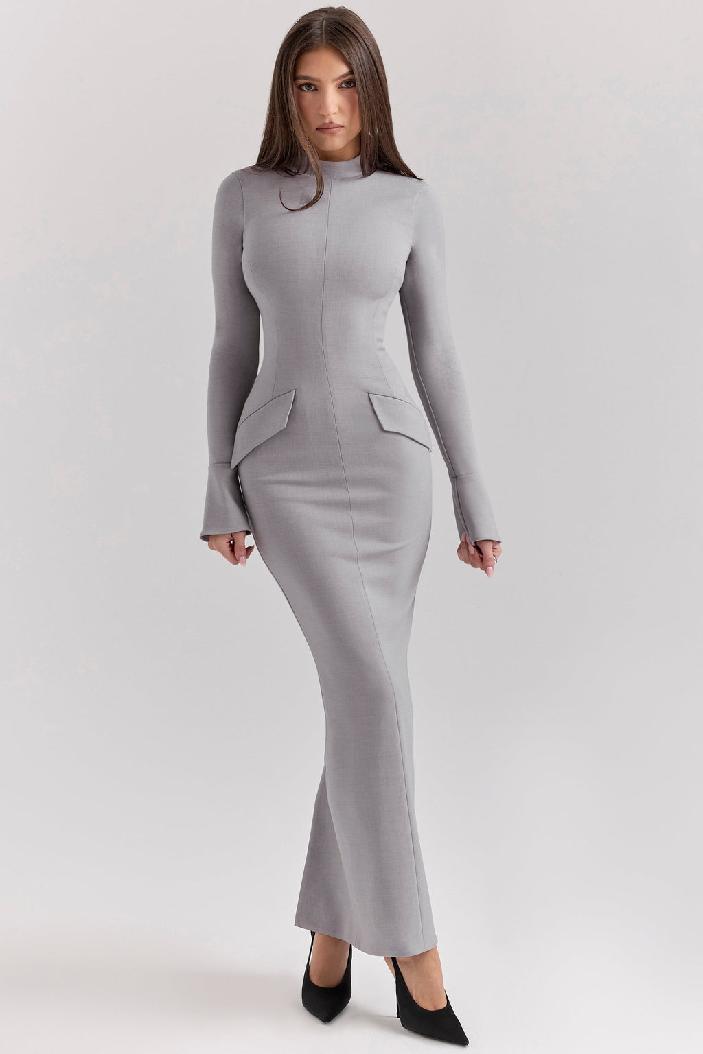 light grey bodycon maxi dress