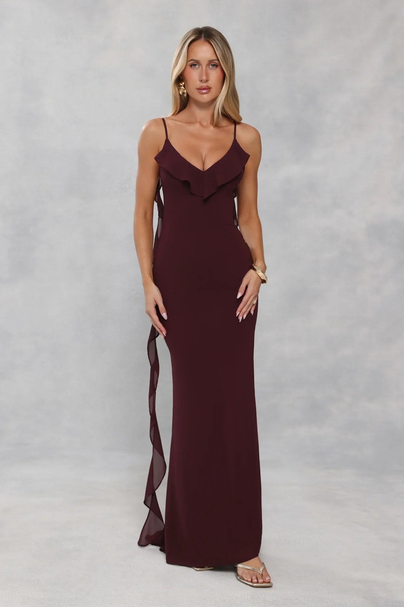 Pop Of Drama Maxi Dress Chocolate