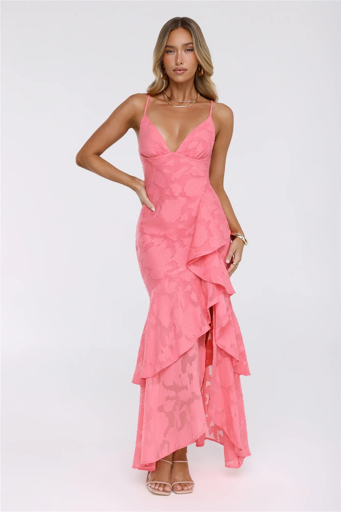 Petal Parade Maxi Dress Coral