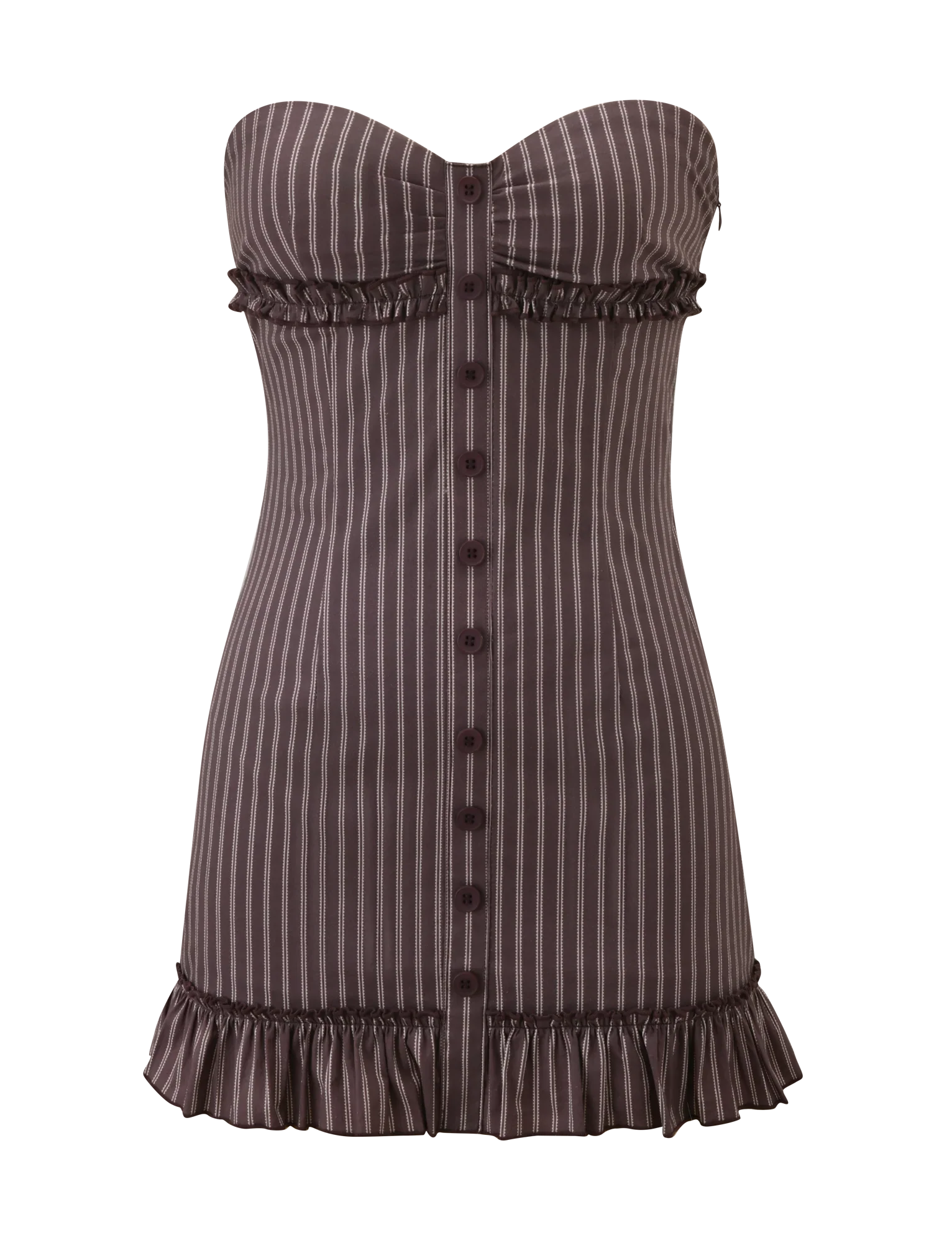 KITTIE STRAPLESS DRESS - BROWN AND CREAM STRIPE