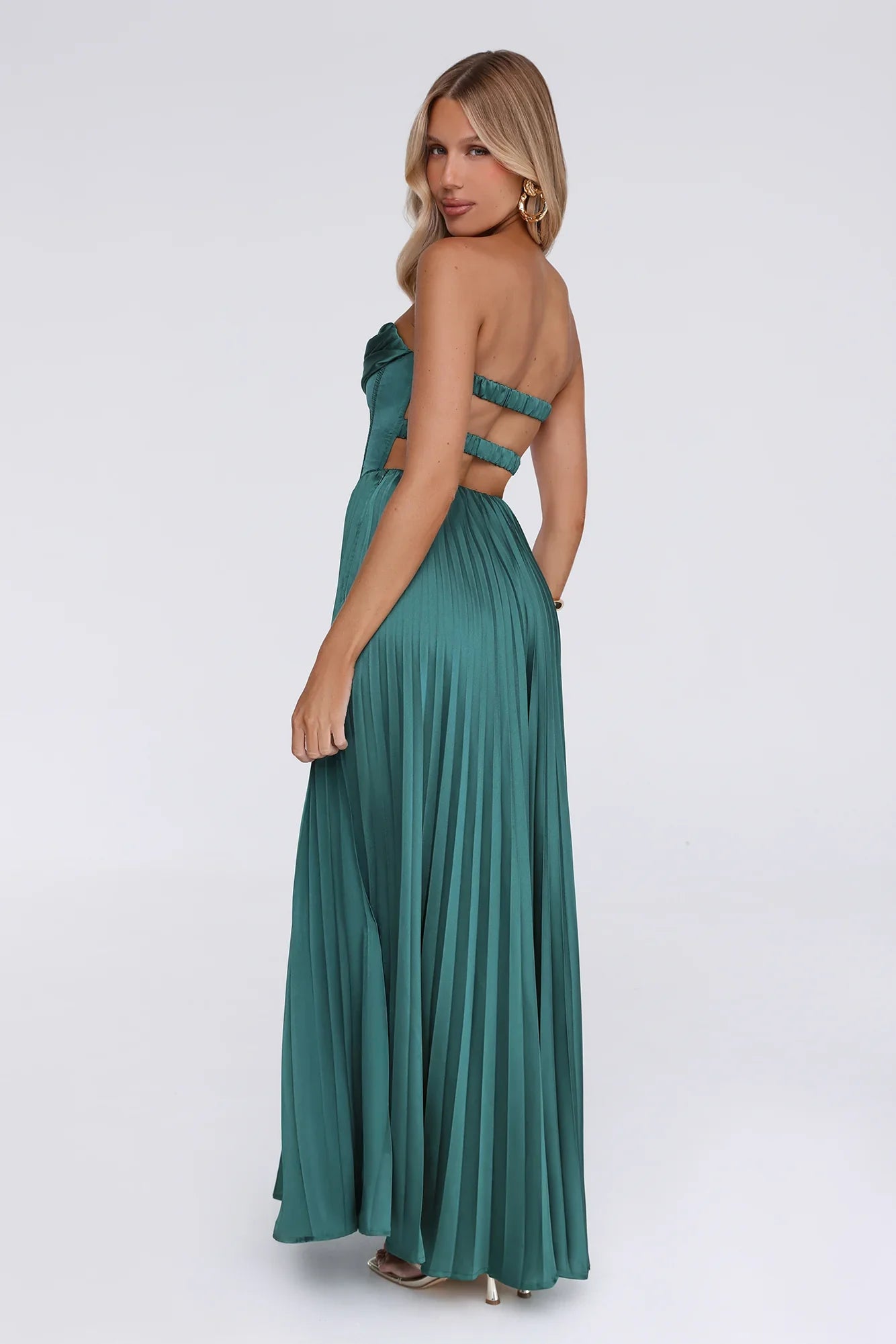 Starlit Kiss Satin Maxi Dress Green