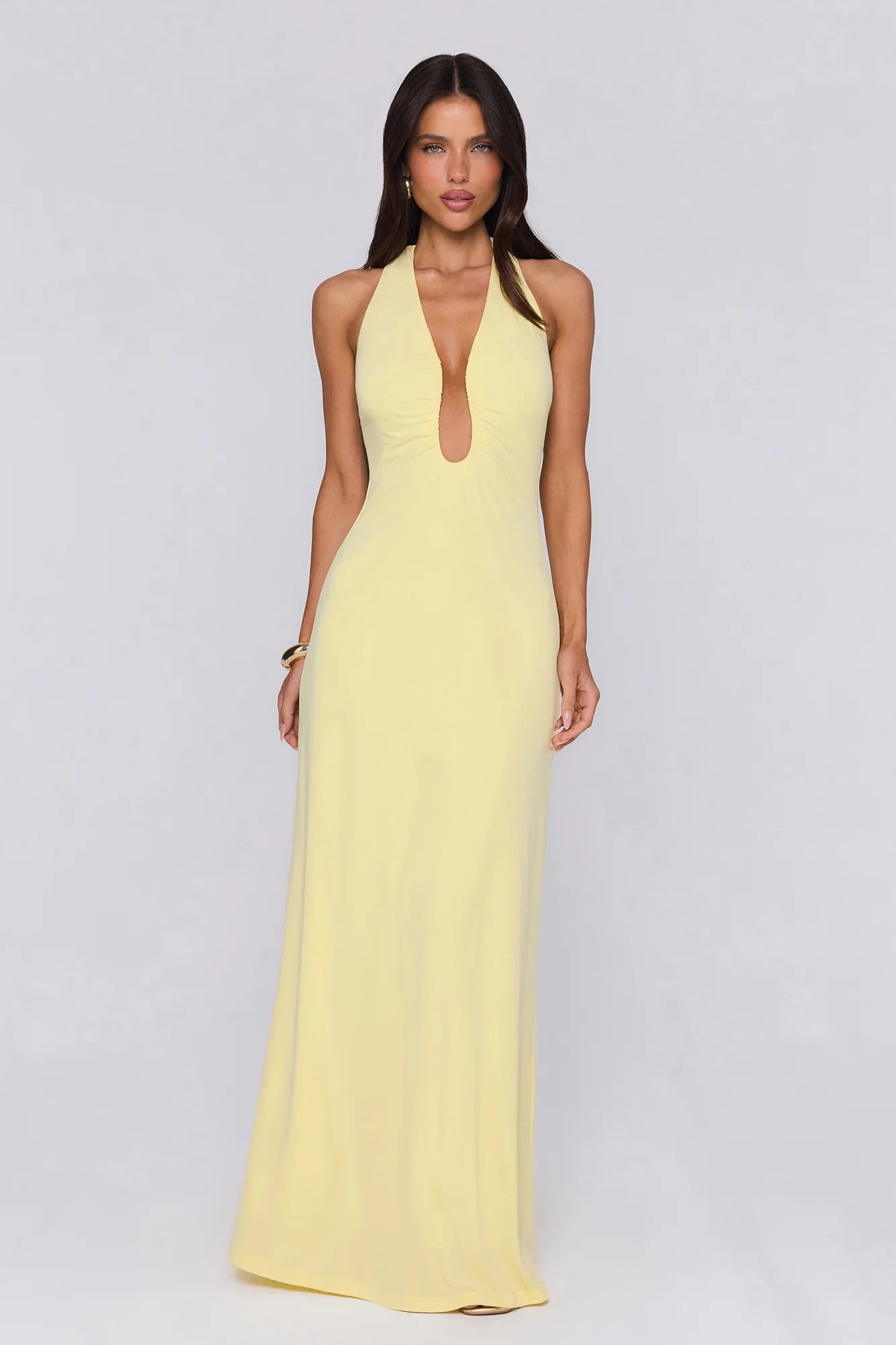 Style Protocol Halter Maxi Dress Yellow